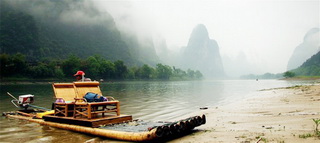 Rustic Yangshuo,Bamboo Rafting