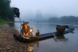 Fishing man at Li River,Yangshuo